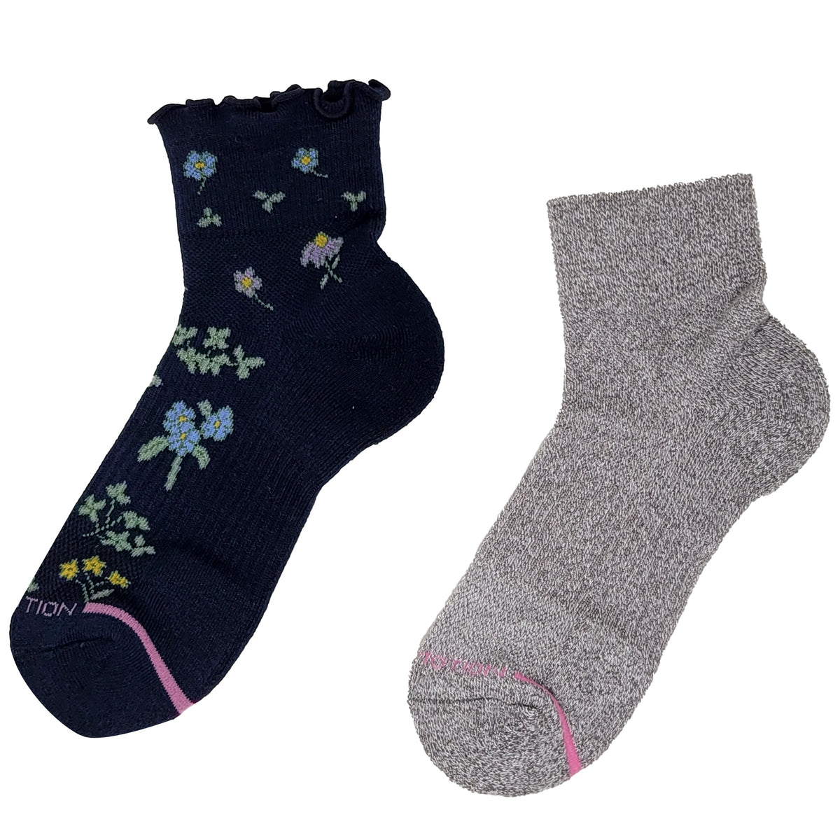 Dr. Motion Women's Quarter Compression Socks with Ruffles (2 pack)