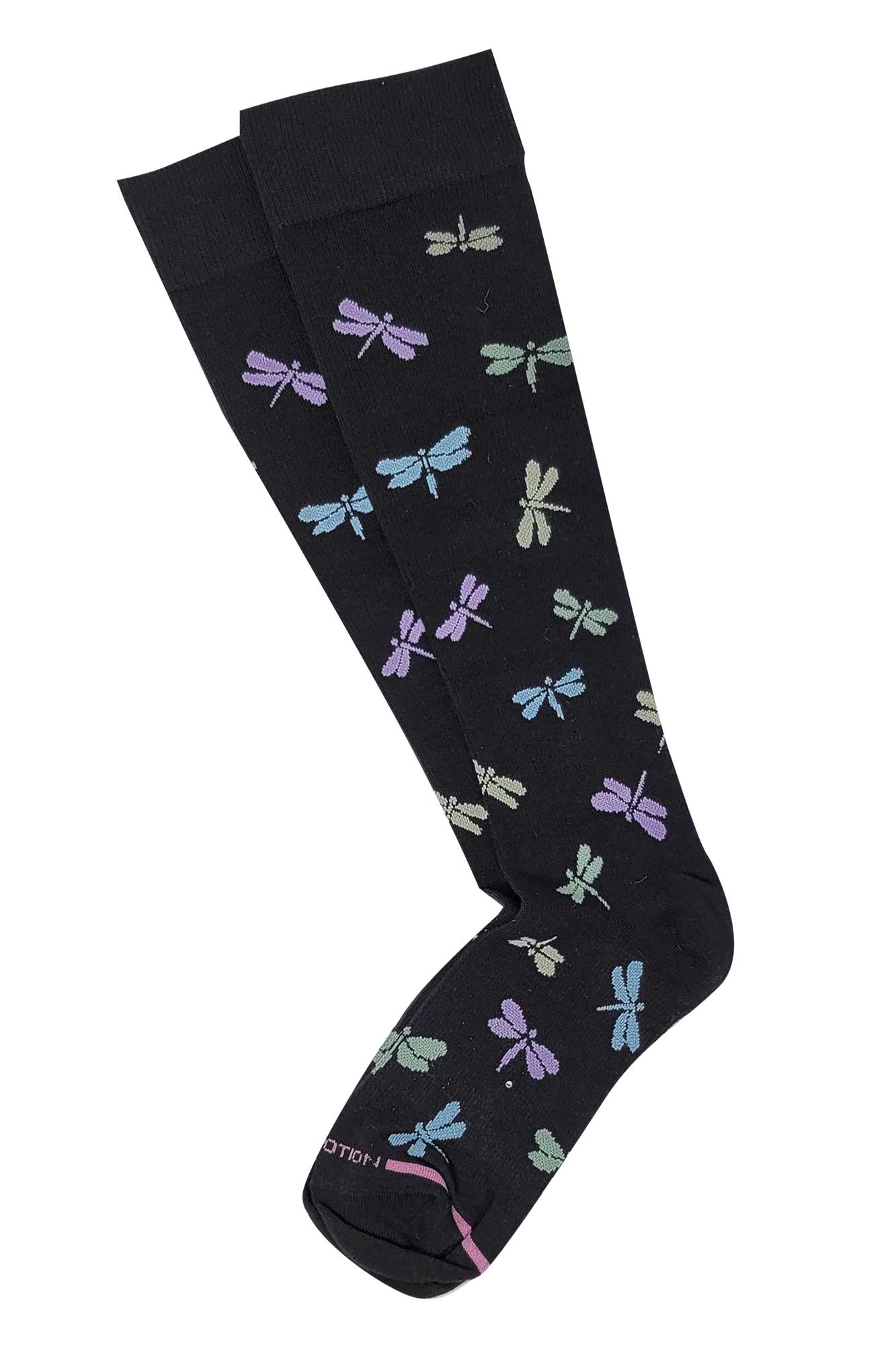 Knee High Compression Socks | Tossed Dragonfly Design | Women's (1 Pair)