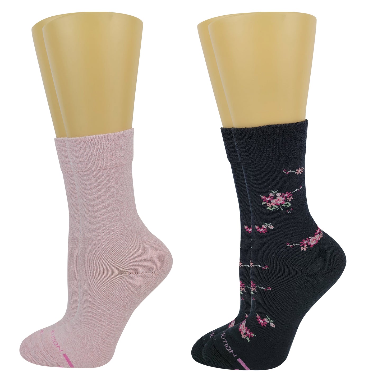 Crew Everyday Comfort Diabetic Socks | Flowers Half-Cushion | Dr Motion (2 Pack)