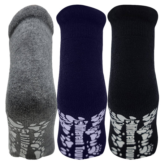 Breathable cotton blend grip socks with anti-skid bottom