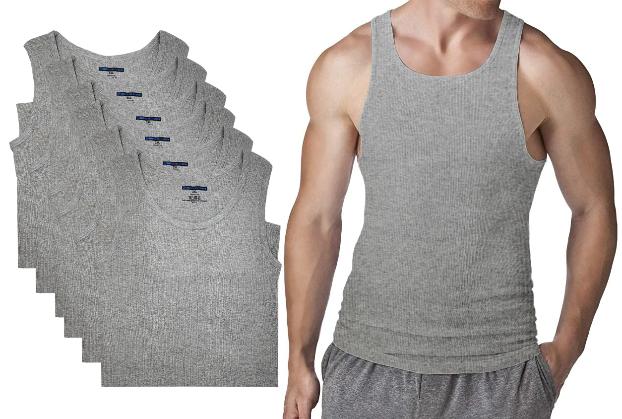 Different Touch Men's Big and Tall Muscle Ribbed Tank Top Underwear Shirts
