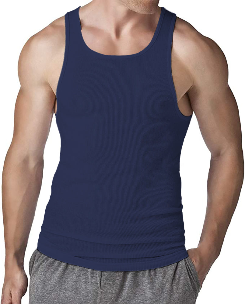 Different Touch Men's Big and Tall Muscle Ribbed Tank Tops Underwear Shirts