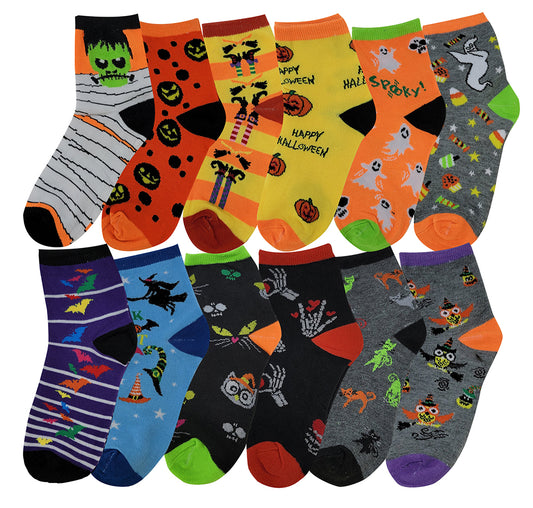 Kids multicolor Halloween novelty crew socks for girls