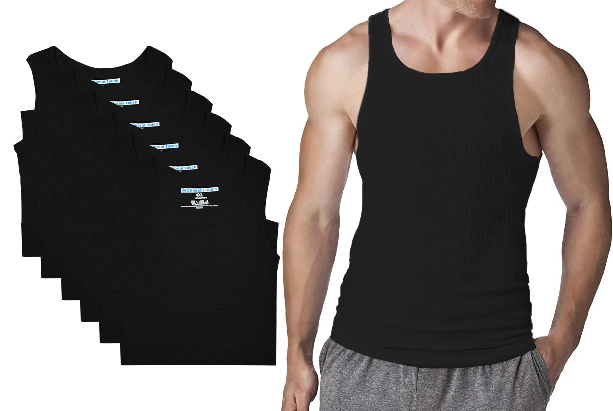 Different Touch Men's Big and Tall Muscle Ribbed Tank Tops Underwear Shirts