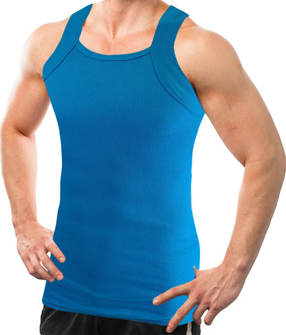 Square Cut G-unit Tank Top| Muscle Rib Basic Color A-Shirts | Men's