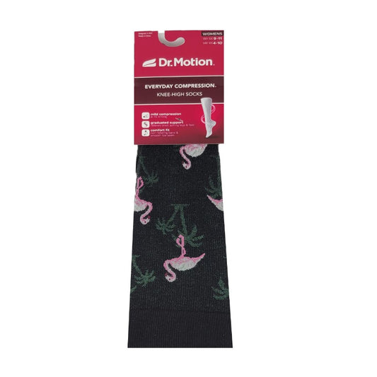 Knee High Compression Socks | Dr. Motion Flamingos | Women (1 Pair)