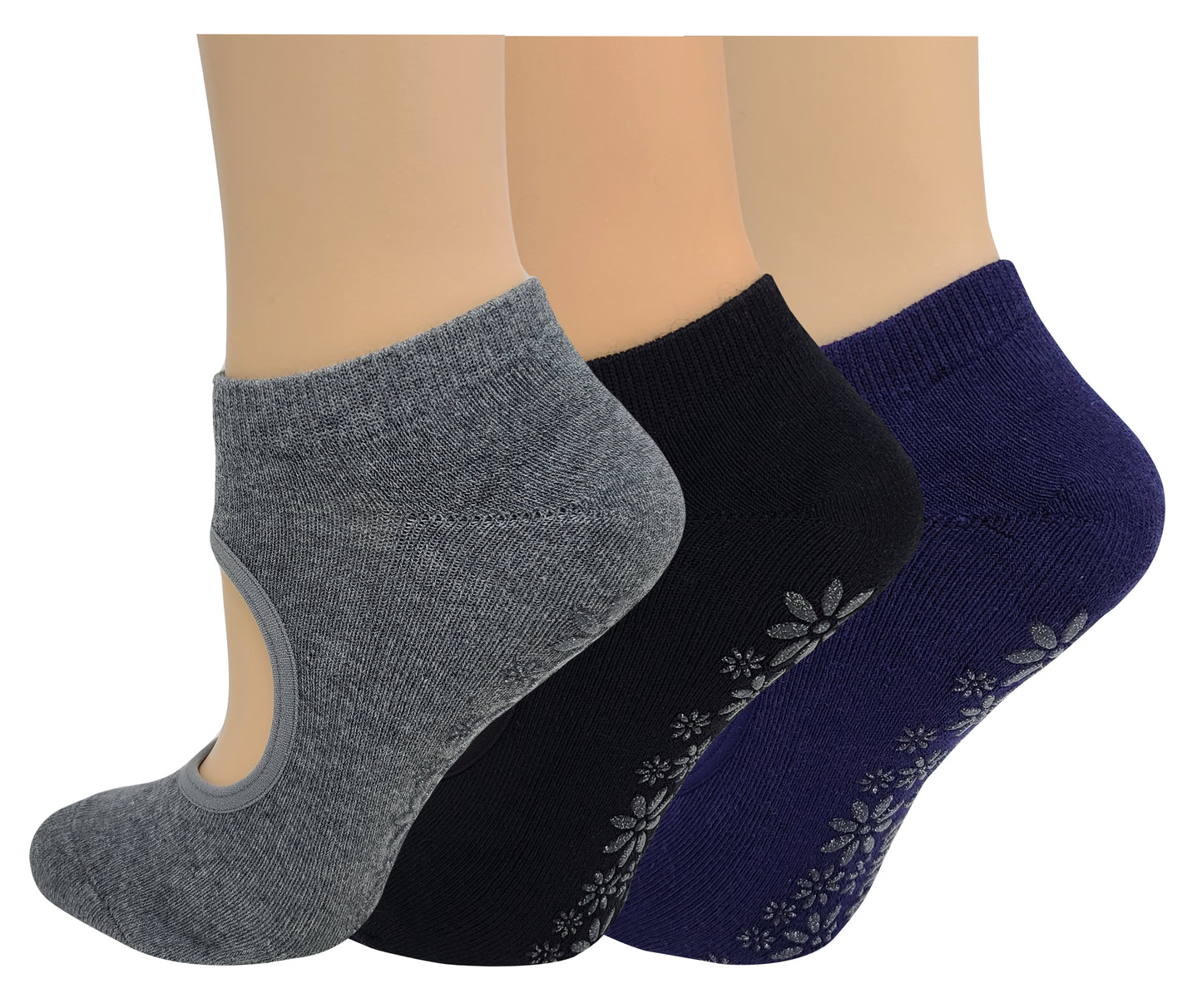 Yoga Cushion Socks with Grips | Non-Slip Pilates Ballet | Women's (3 Pairs)