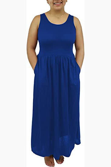 SUMONA Sleeveless Ankle Length Maxi Dress with Pocket for Women