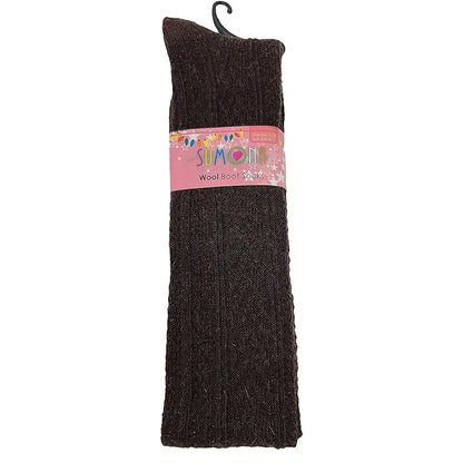 Women’s Thigh High Wool Boot Socks | Winter Cable Knit Over-the-Knee (1 Pair)
