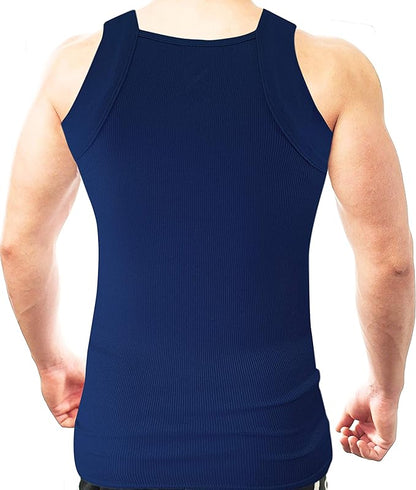 Square Cut G-unit Tank Top| Muscle Rib Basic Color A-Shirts | Men's