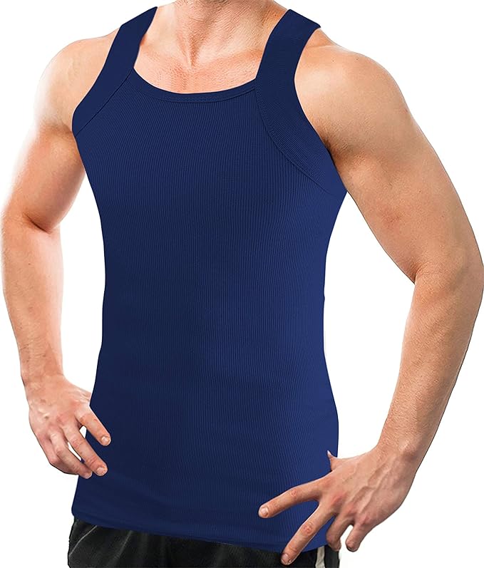 Square Cut G-unit Tank Top | Muscle Rib Basic Color A-Shirts | Men's