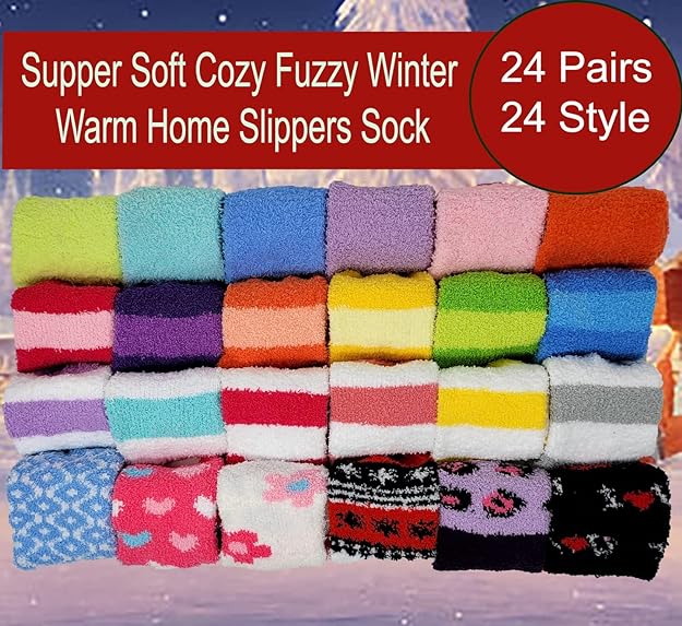 Bulk Wholesale Lot Slipper Socks | Assorted Non-Skid Home Socks | Women (24 Pairs)