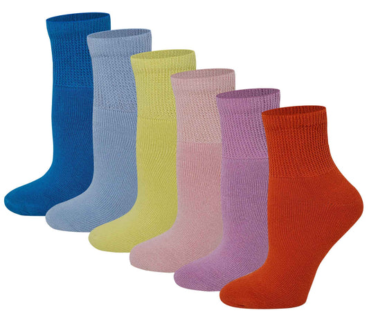 Womens 6 Pairs Medi-Socks Diabetes & Circulation High Ankle Socks 9-11