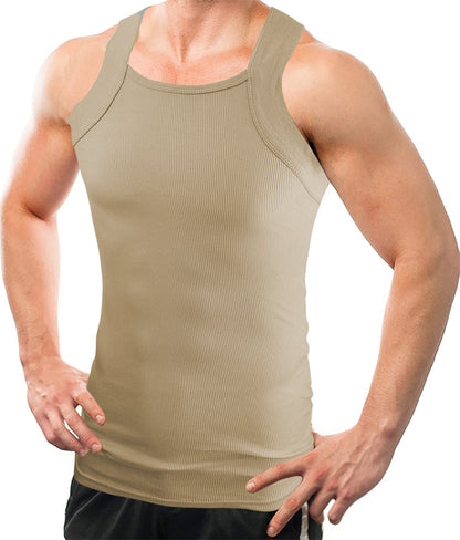 Square Cut G-unit Tank Top| Muscle Rib Basic Color A-Shirts | Men's