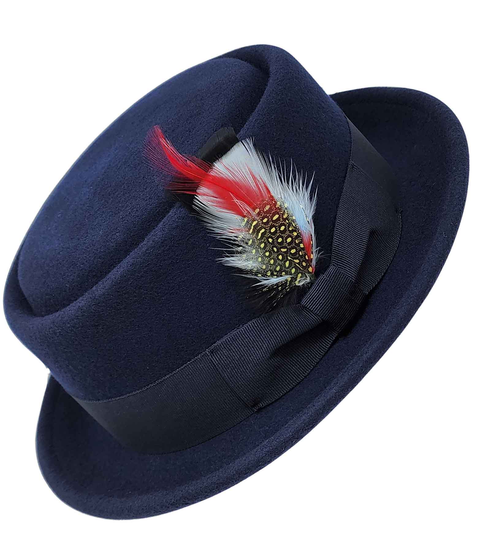 Pork Pie Fedora Hat with Feather