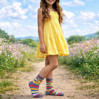 Children wearing Easter crew socks with casual outfits