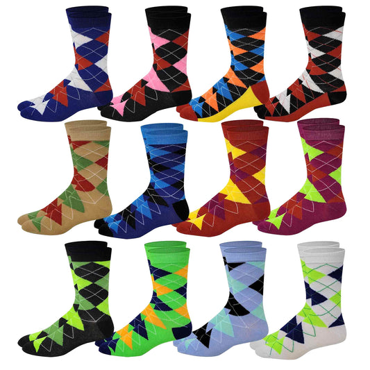 Dress Socks | Argyle Design | Men's 12 Pairs