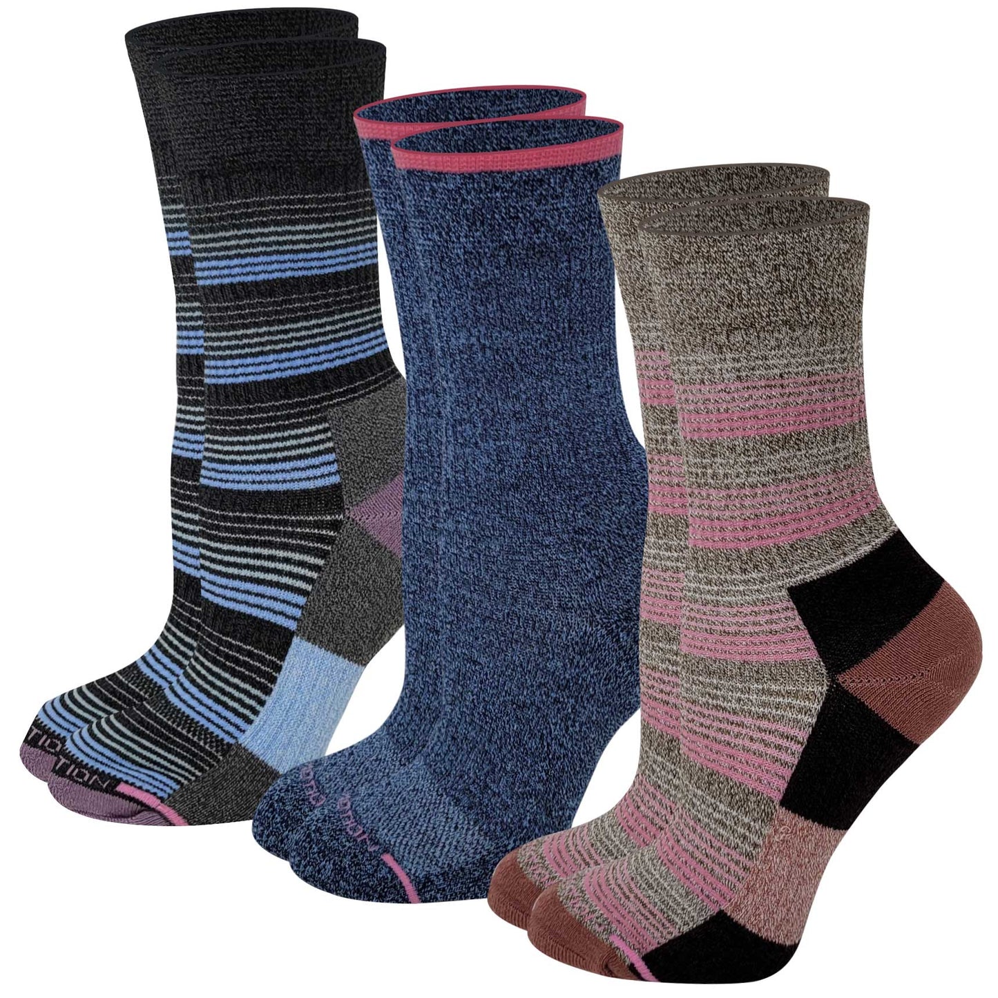 Compression Crew Socks | Outdoor Assorted Half-Cushion | Dr Motion ( 3 Pairs )