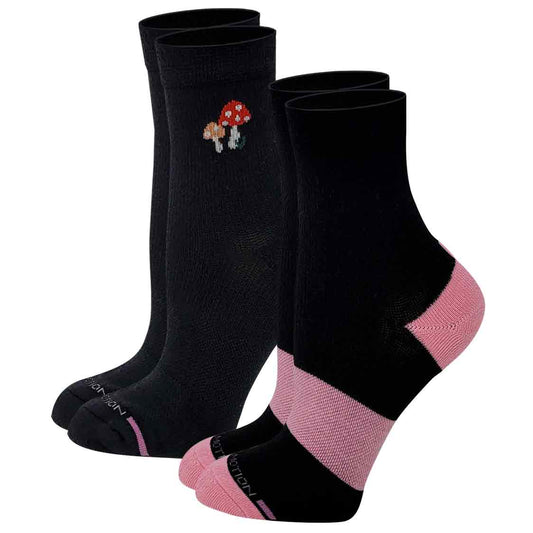 Mid-Crew Compression Socks | Black Half-Cushion | Dr Motion ( 2 Pack )