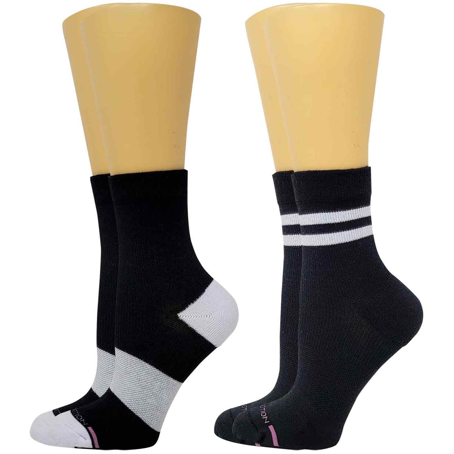 Mid-Crew Compression Socks | Black Half-Cushion | Dr Motion ( 2 Pack )