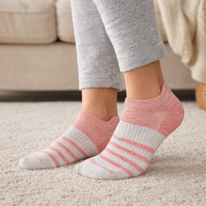 Ankle Compression Socks | Dr Motion Socks | Contrast Stripes (2 Pack)