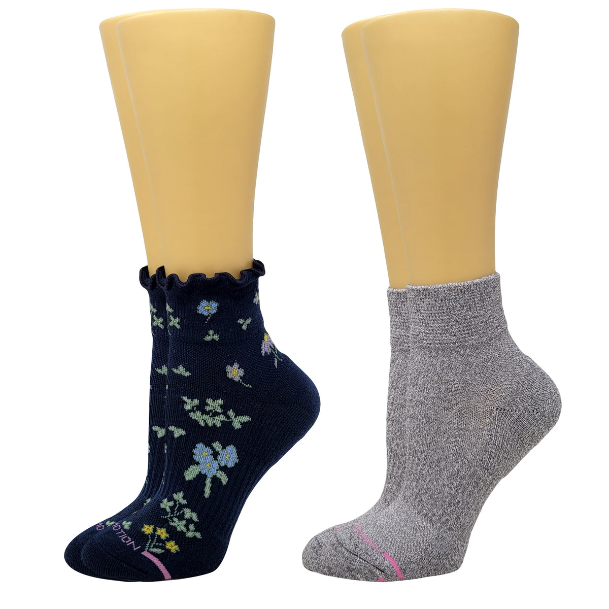 Dr. Motion Women's Quarter Compression Socks with Ruffles (2 pack)