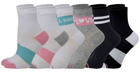 Mid-Crew Compression Socks | Assorted Half-Cushion | Dr Motion ( 6 Pairs )