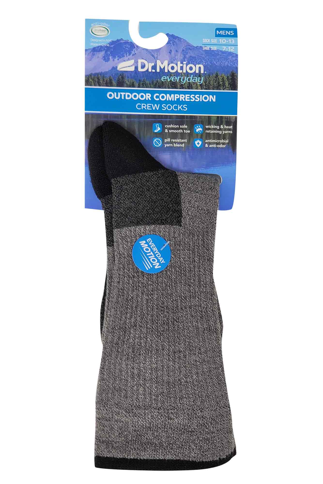 Compression Crew Socks | Color Block Half-Cushion | Dr Motion Men ( 1 Pair )