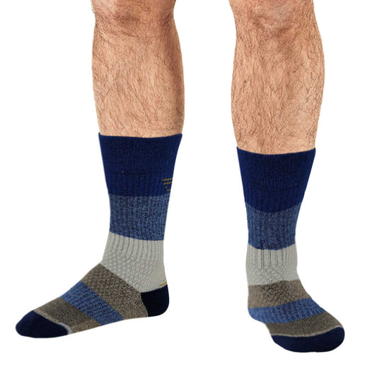 Compression Crew Socks | Color Block Half-Cushion | Dr Motion Men ( 3 Pairs )