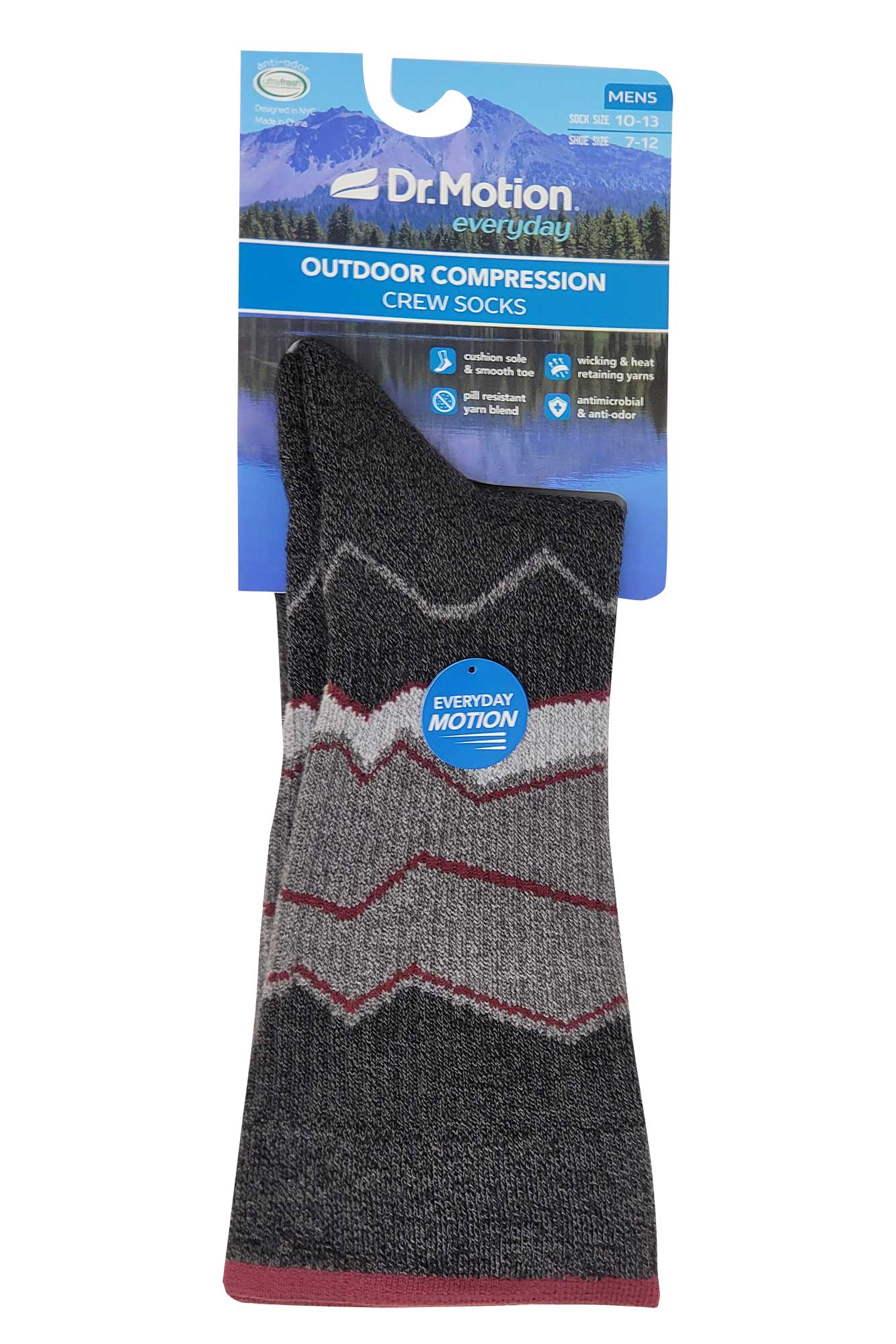 Compression Crew Socks | Abstract Mountain Half-Cushion | Dr Motion Men ( 1 Pair )