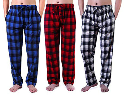 Men’s fleece pajama lounge pants 3 pack – soft microfleece sleepwear by Different Touch