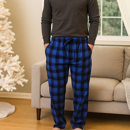 Men’s fleece sleep pants with adjustable waistband and relaxed fit – winter loungewear