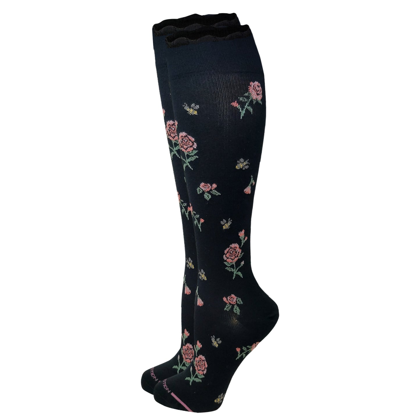 Knee High Compression Socks |Floral & Bees| Women's (1 Pair)