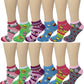 Low Cut Anklet Socks | Colorful Fancy Design | Womens (12 Pairs)