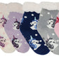 Sherpa Slippers Socks with Gripper | Unicorns Non-Skid Fleece Lined | Kids (6 Pairs)