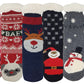 Non-Skid Slipper Socks | Sherpa Fleece Lined with Grippers Christmas | Unisex (6 Pairs)