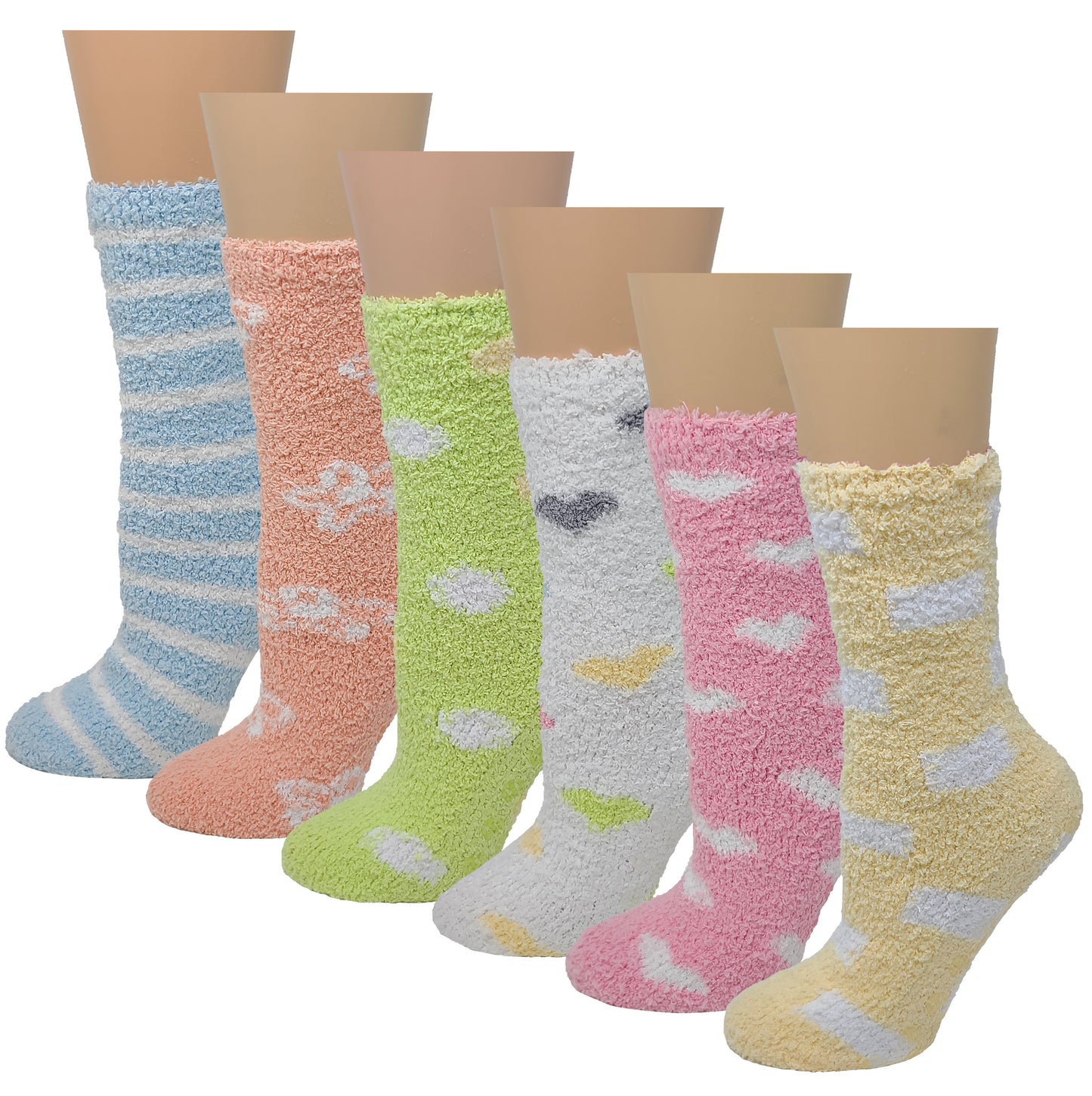 Non-slip Hospital Slipper Socks | Cozy Fuzzy Socks | Women (6 Pairs)