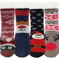 Non-Skid Slipper Socks | Sherpa Fleece Lined with Grippers Christmas | Unisex (6 Pairs)