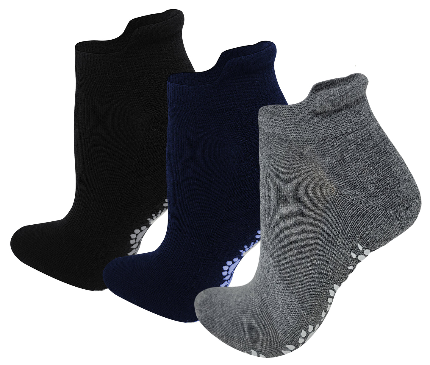 Low Cut Cushion Socks with Grips | Non-Slip Yoga Pilates Ballet | Unisex (3 pairs)