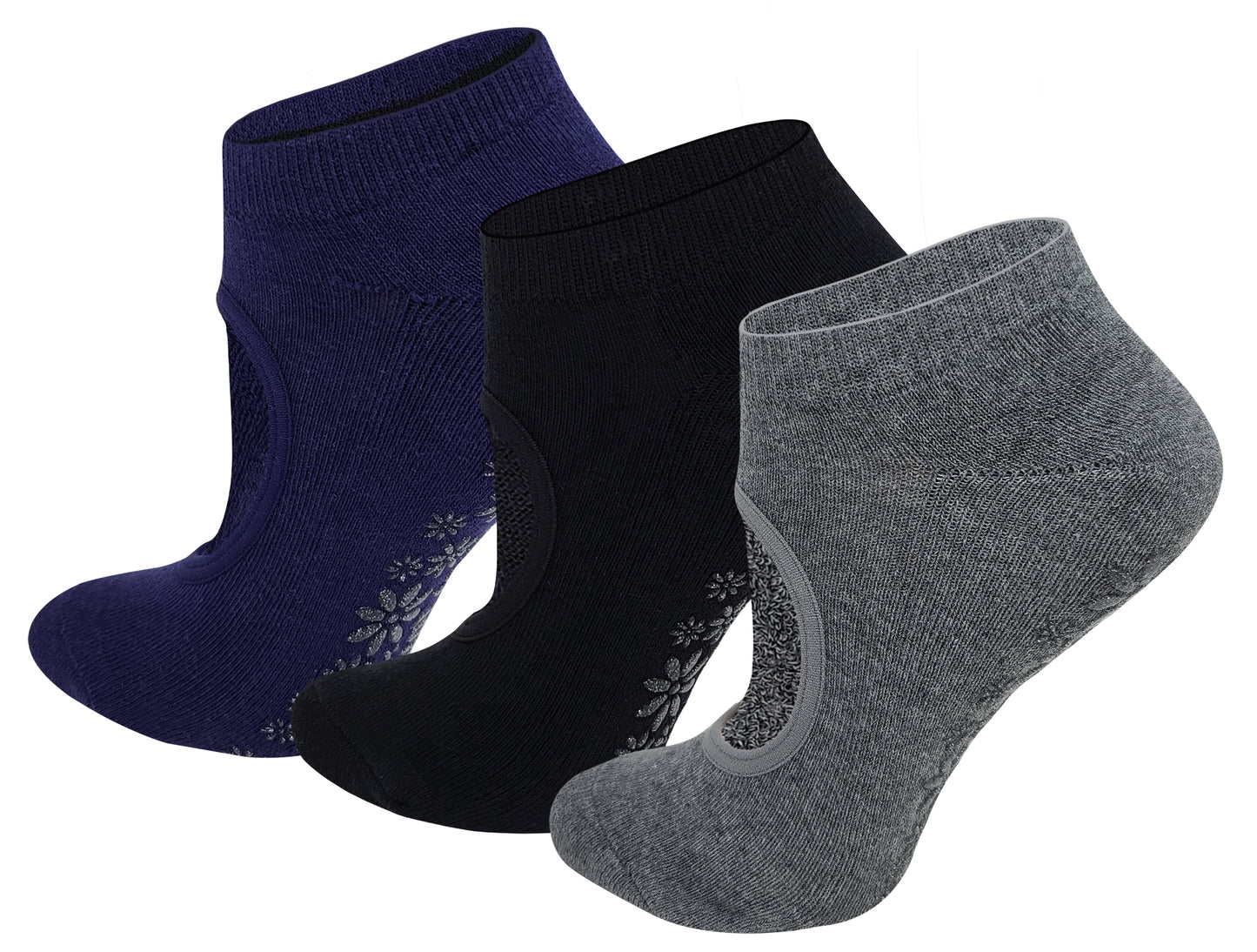 Yoga Cushion Socks with Grips | Non-Slip Pilates Ballet | Women's (3 Pairs)