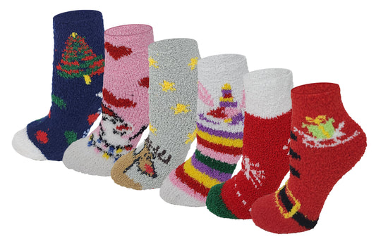 Non-Skid Slipper Socks | Cozy Christmas | Kids (6 pairs)