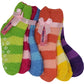 Non-Skid Slipper Socks | Cozy Fuzzy Bright Stripes | Kids (6 Pairs)