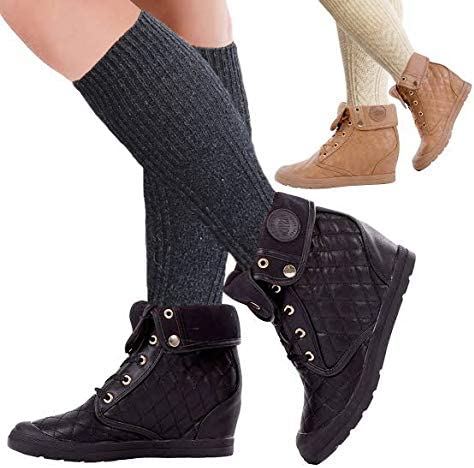 Knee High Boot Socks | Wool Blend Cable Knit Assorted | Womens (6 pairs)