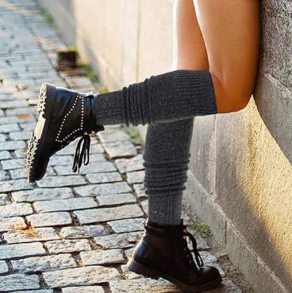 Soft wool blend thigh high socks for women – winter warm over-the-knee length
