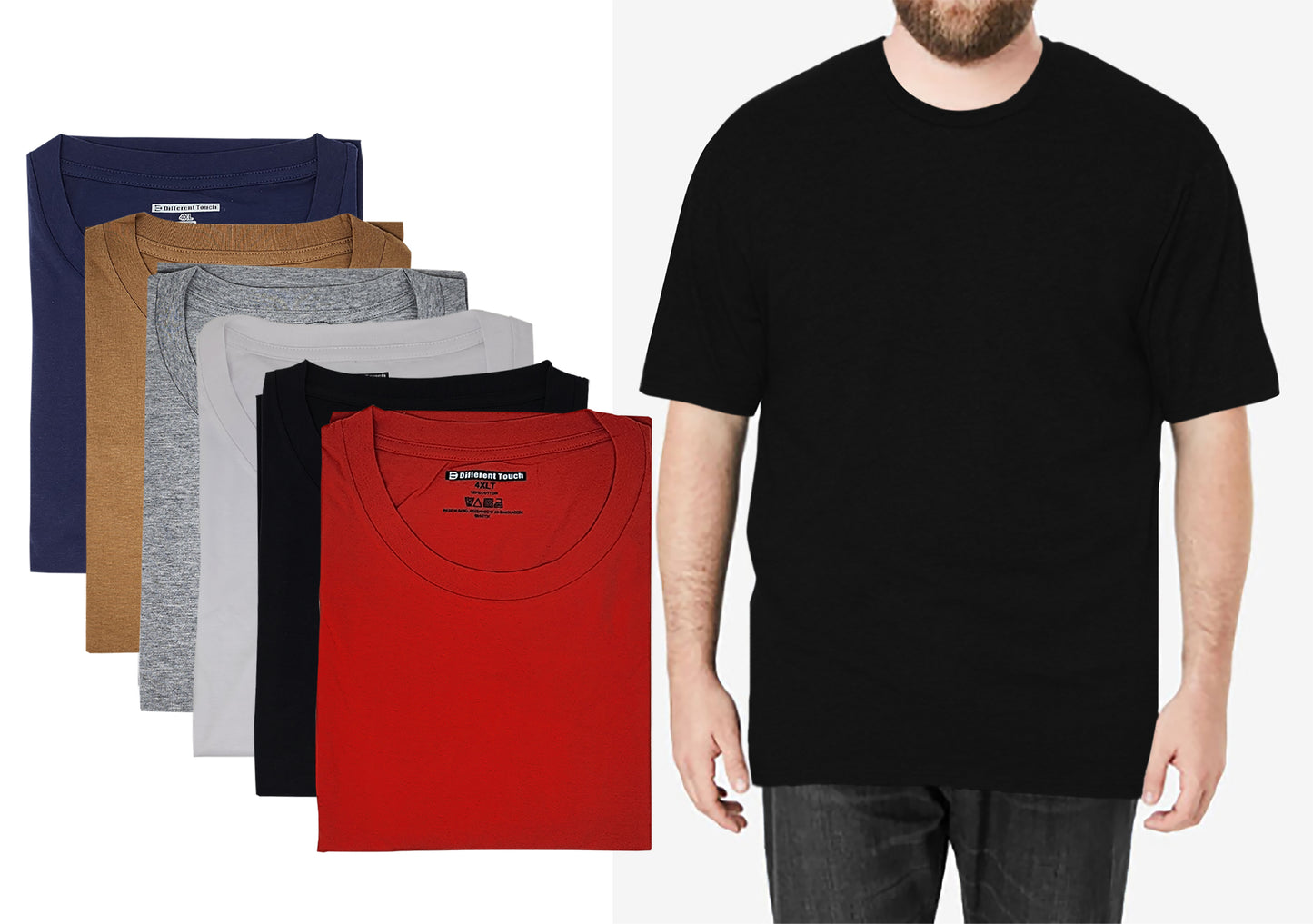 Short Sleeve Cotton T-Shirts | BIG and TALL | Men's Crew Neck (4 Pack)