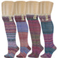 Over the Knee Socks | Assorted Color with Buttons and Lace (4 Pairs)