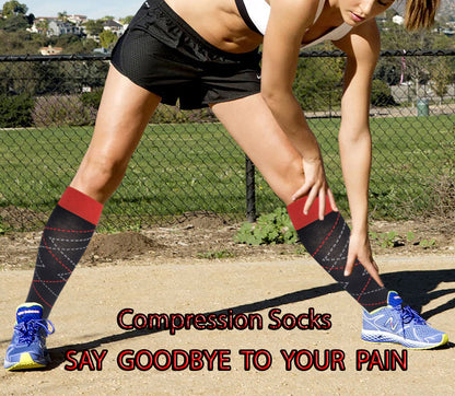 Compression Knee High Socks | Zig Zag Design | Womens (1 Pair)