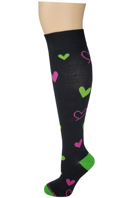 Compression Knee High Socks | Hearts Design | Womens (1 Pair)