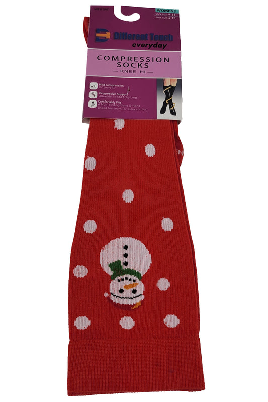 Compression Knee High Socks | Christmas Design | Women (1 Pair)