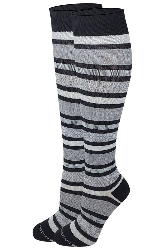 Knee High Compression Socks | Geometric Pattern Stripes | Women's (1 Pair)